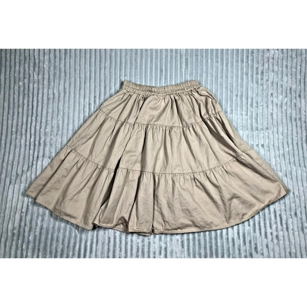 Vintage On The Verge Tiered Skirt Women's S Elastic Waist Beige Western‎ *Flaws
